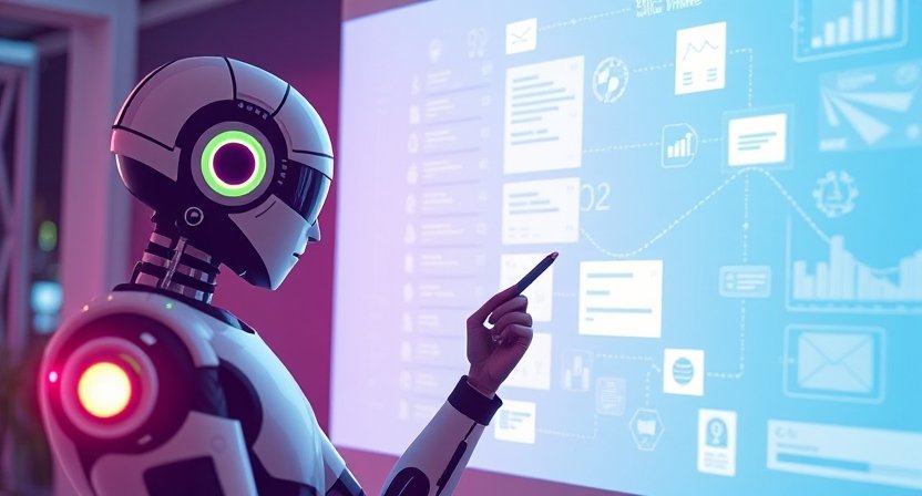 an advanced ai note-taking app interfaces with a user, showcasing cutting-edge technology primed for revolutionizing productivity in the future. Future Trends in AI Note Taking Technology