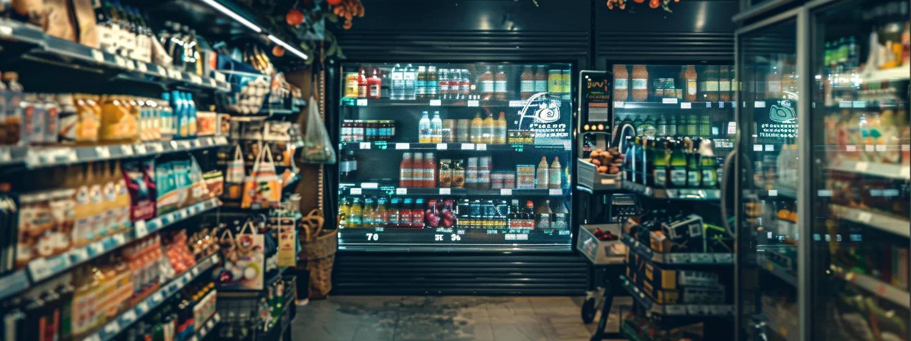 a futuristic grocery app interface displaying personalized ai-generated suggestions for one-click reorders. a futuristic grocery app interface displaying personalized ai-generated suggestions for one-click reorders.