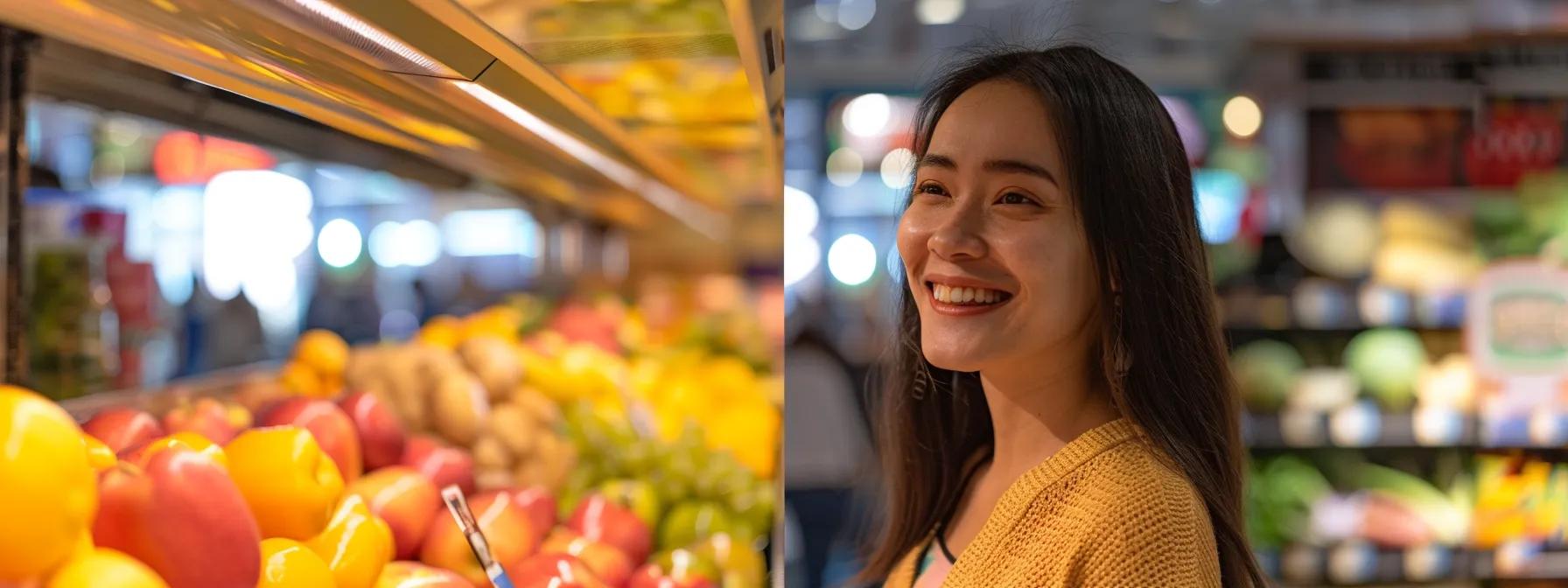 a smiling customer effortlessly reordering groceries with a single click on a mobile app, with before and after shopping carts showing increased efficiency and satisfaction. a smiling customer effortlessly reordering groceries with a single click on a mobile app, with before and after shopping carts showing increased efficiency and satisfaction.