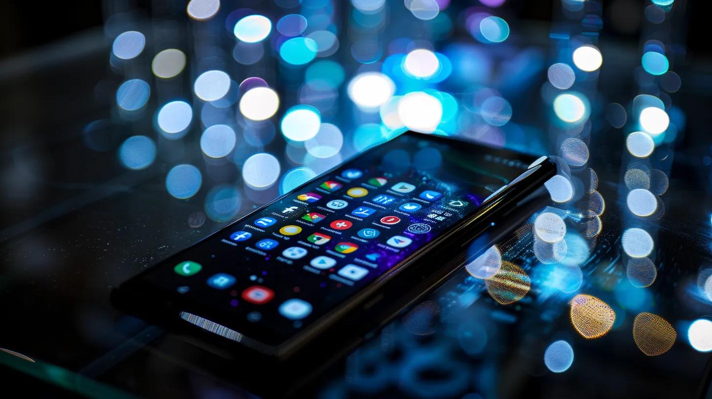 a sleek, modern smartphone displaying a vibrant array of app icons symbolizing privacy-focused messaging platforms against a backdrop of a serene digital landscape, illuminated by soft, ambient light.