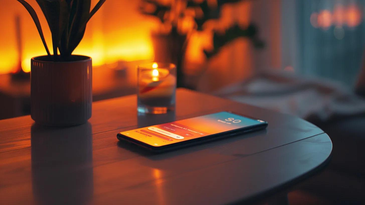 a visually striking image of a smartphone displaying a vibrant interface of a privacy-focused messaging app, bathed in soft, warm lighting, symbolizing robust security features like end-to-end encryption and data protection.