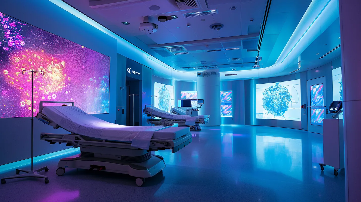a futuristic healthcare setting showcases advanced ai technologies in action, with vibrant virtual reality training simulations enhancing patient engagement and streamlined processes, all illuminated by soft, ambient light to emphasize innovation and efficiency. a futuristic healthcare setting showcases advanced ai technologies in action, with vibrant virtual reality training simulations enhancing patient engagement and streamlined processes, all illuminated by soft, ambient light to emphasize innovation and efficiency.