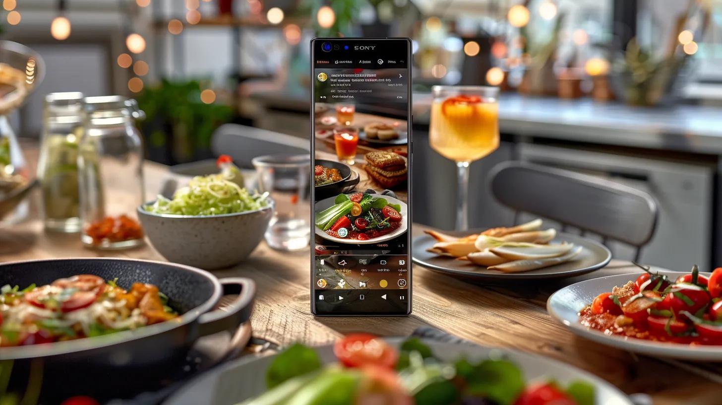 a vibrant, sleek smartphone displays a custom food delivery app interface, showcasing tailored features and promotional offers against a backdrop of tempting, beautifully plated dishes. a vibrant, sleek smartphone displays a custom food delivery app interface, showcasing tailored features and promotional offers against a backdrop of tempting, beautifully plated dishes.