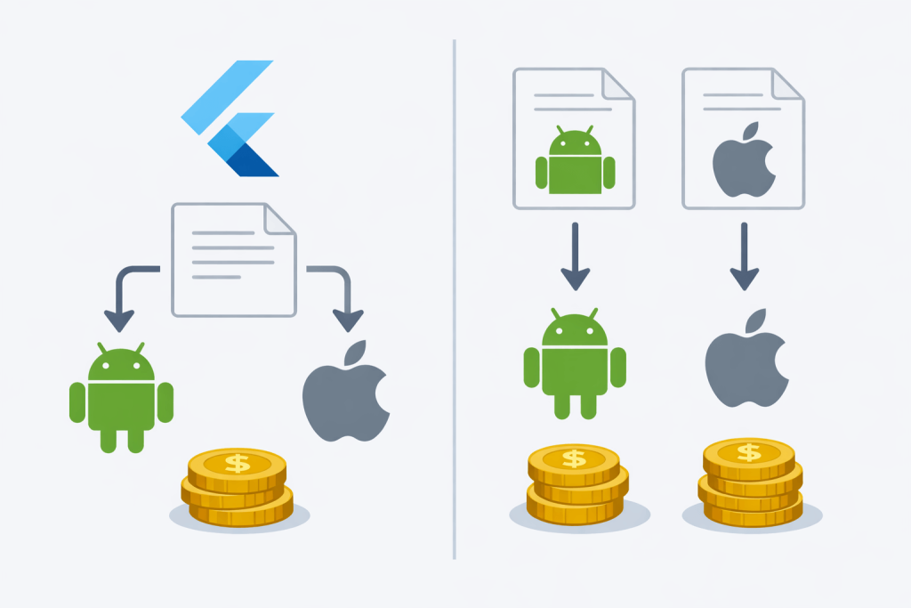 Flutter vs native app development cost comparison illustration