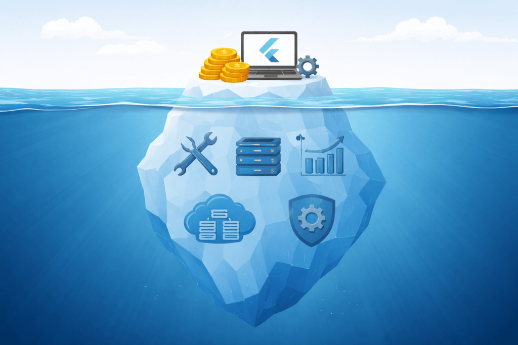 Hidden and long-term Flutter app development costs illustration